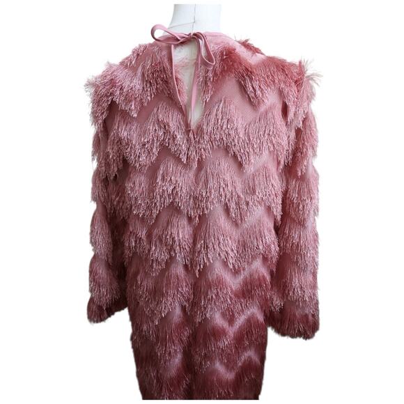 Anthropologie Hutch Fringed Chevron Shift Dress in Rose Size S - Picture 11 of 13